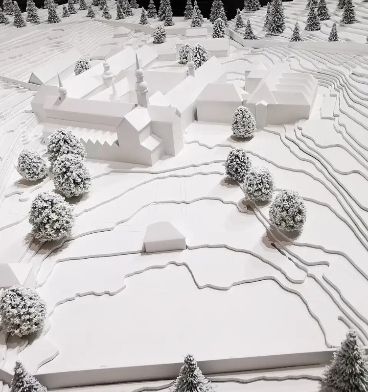 An intricately crafted architectural scale model designed by ARI Model for Learntec, showcasing futuristic educational environments, high-tech classrooms, and digital learning infrastructures. Combining craftsmanship, precision, and sustainability, e