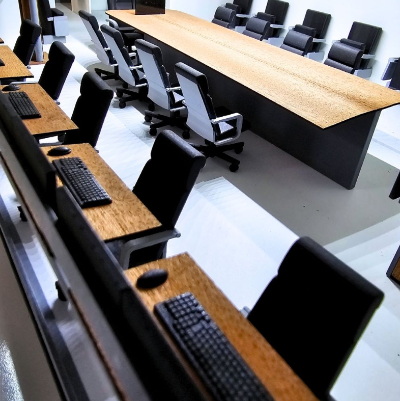 An intricately crafted architectural scale model by ARI Model, developed for Swissdidac, integrating interactive lighting, eco-friendly materials, and advanced craftsmanship. Each piece captures the essence of future learning environments, from digit