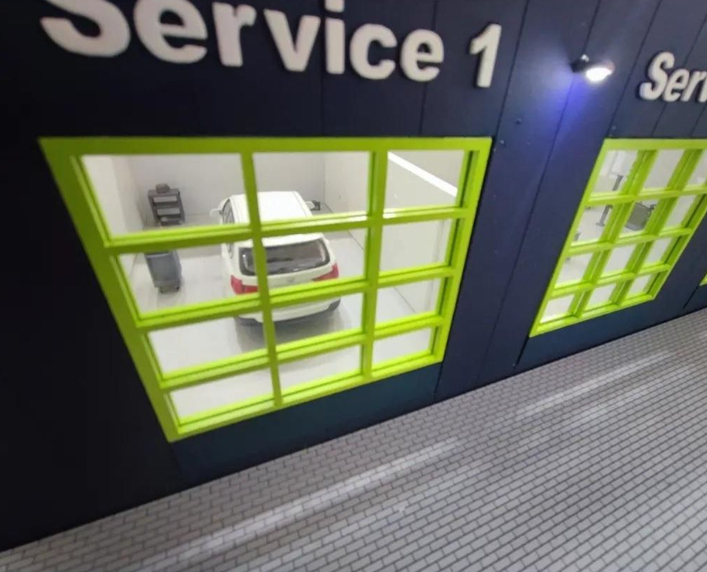 A fully customized sustainable logistics model developed by ARI Model, featuring accurate architectural detailing, energy stream visualization, eco-optimized routing patterns, material flow modeling, renewable energy simulation components, and detail