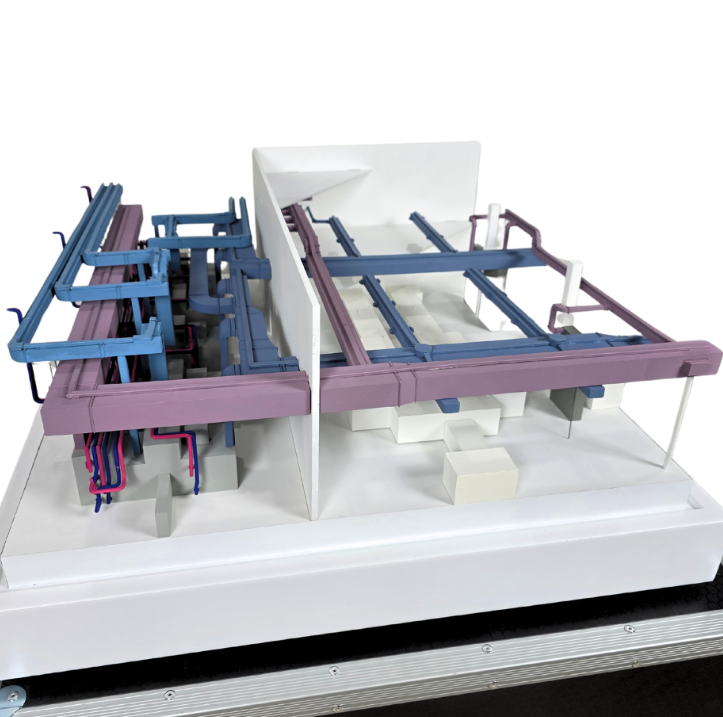 Detailed logistics model by ARI Model, presenting warehouse systems, automation flow, intralogistics, and smart material-handling solutions.