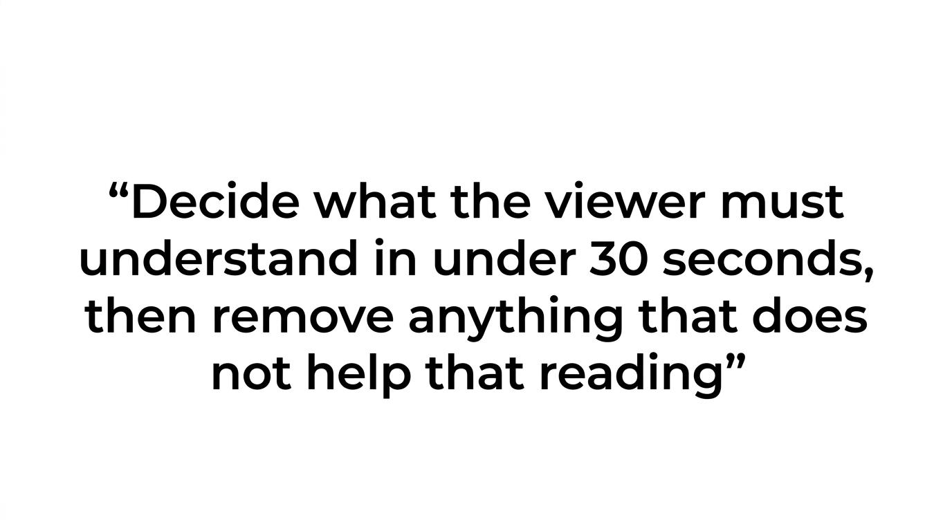 Highlighted quote stating that a model should communicate what matters in under 30 seconds.