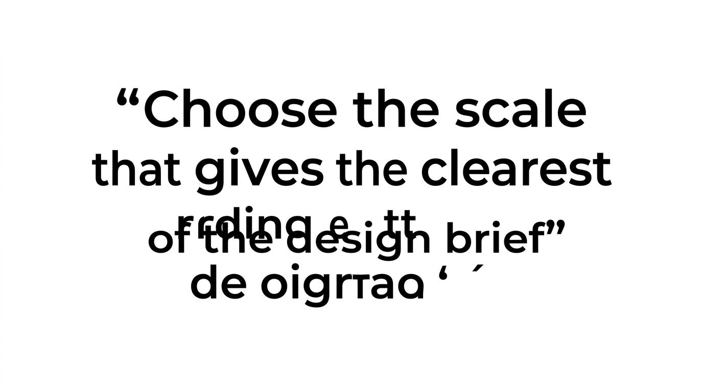 A quote highlight featuring the line about choosing the scale that gives the clearest reading of the design brief.